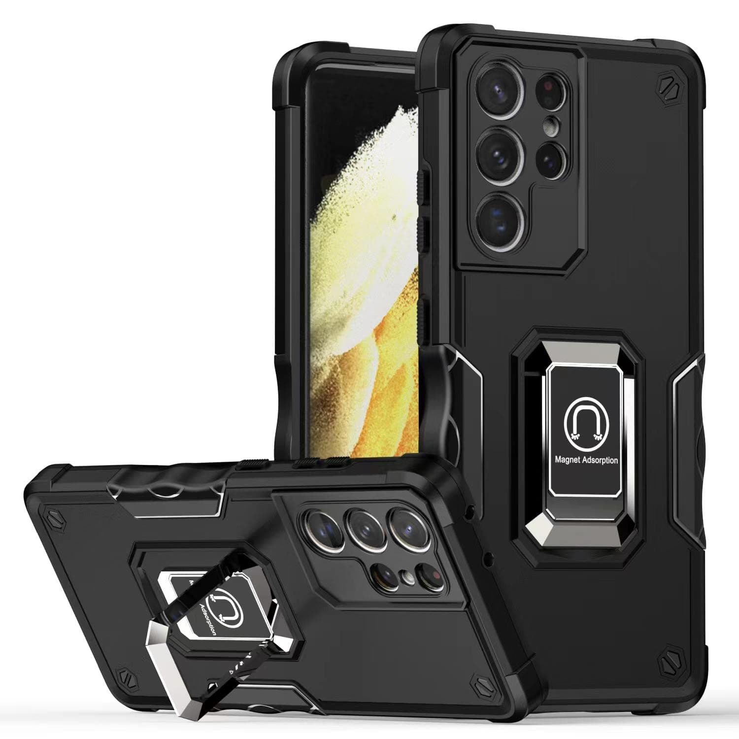 Husă Whyzshiyi Samsung S21 Ultra 5G neagră cameră glisantă militar anti-șoc