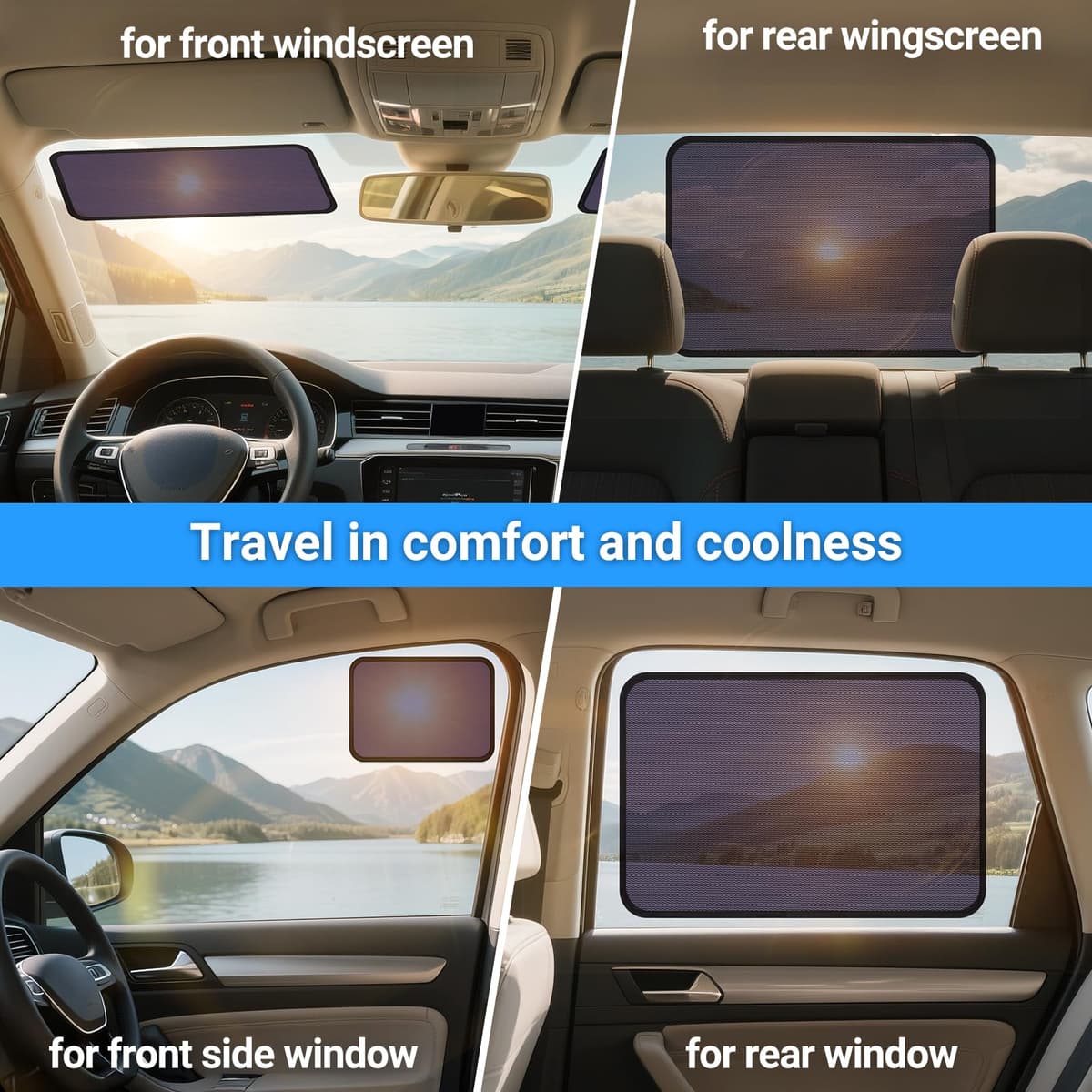 Parasolare Auto UV Protecție Set 6 Viziere Geam – 40x18 cm & 53x35 cm