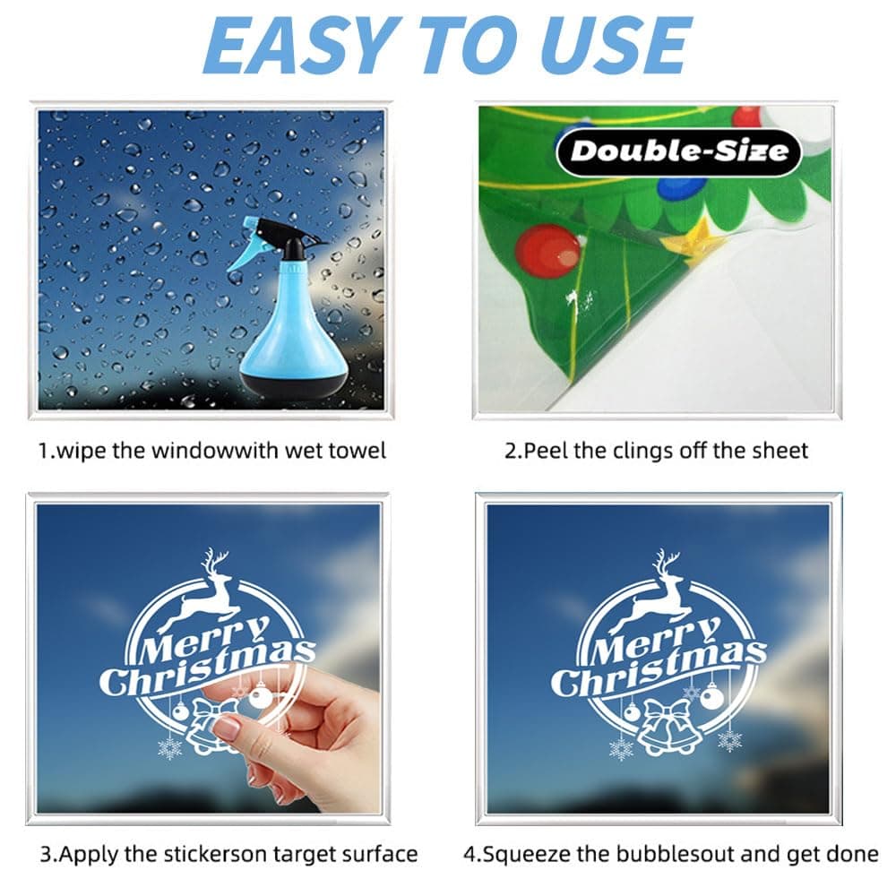 Autocolante Fereastră Crăciun Reutilizabile 9buc PVC Decorațiuni – Multicolor