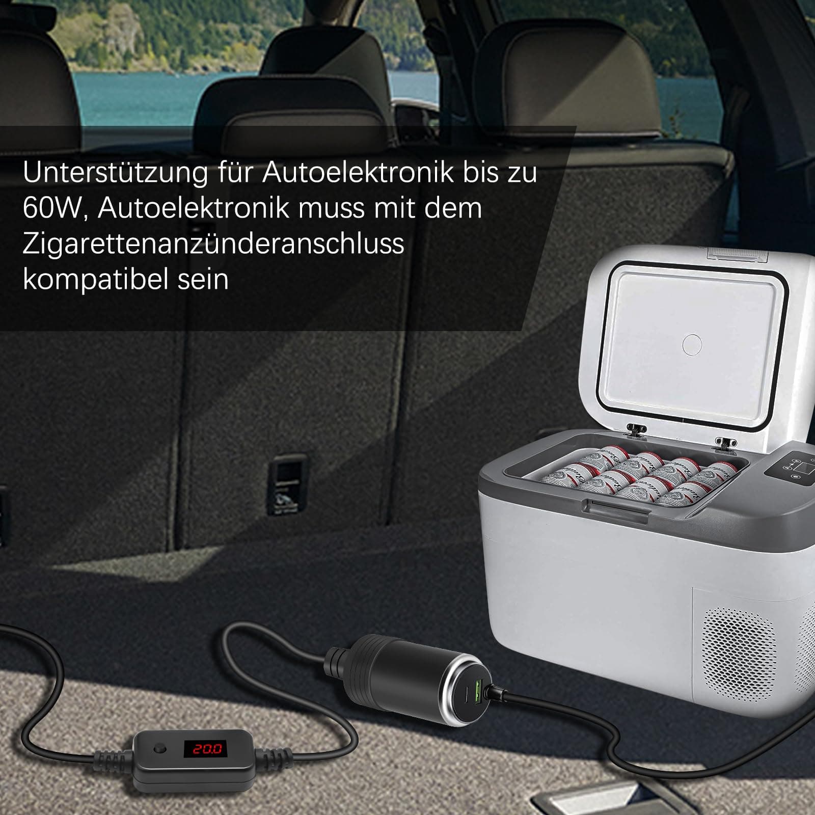 Adaptor USB-C la brichetă auto RUIZHI 60W, convertor USB-C masculin la priză auto 12V pentru dashcam, oglindă retrovizoare
