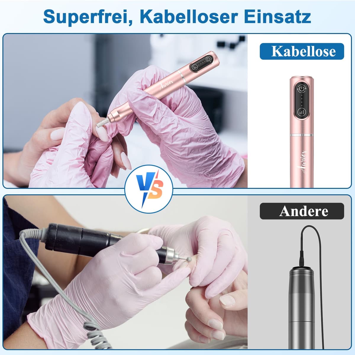 Mașină Unghii Fără Fir 12 în 1 Profesională Electrică pentru Unghii Gel – 25000 rpm