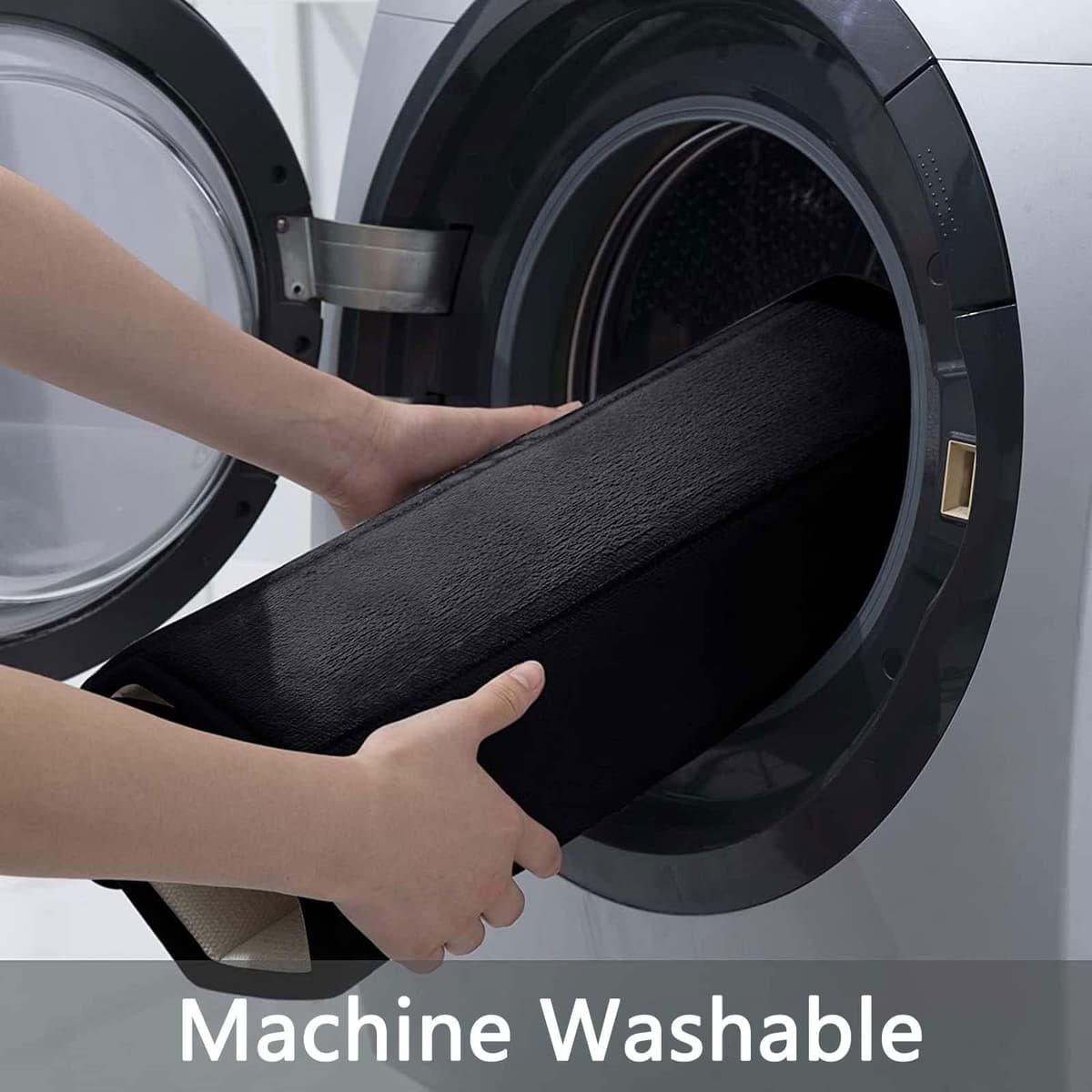 Covoraș baie spumă cu memorie antiderapant lavabil – negru 61x120cm