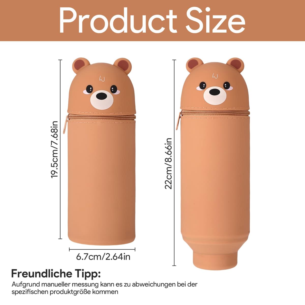 Penar Kawaii silicon 2-în-1 suport pixuri școală birou călătorie – Urs