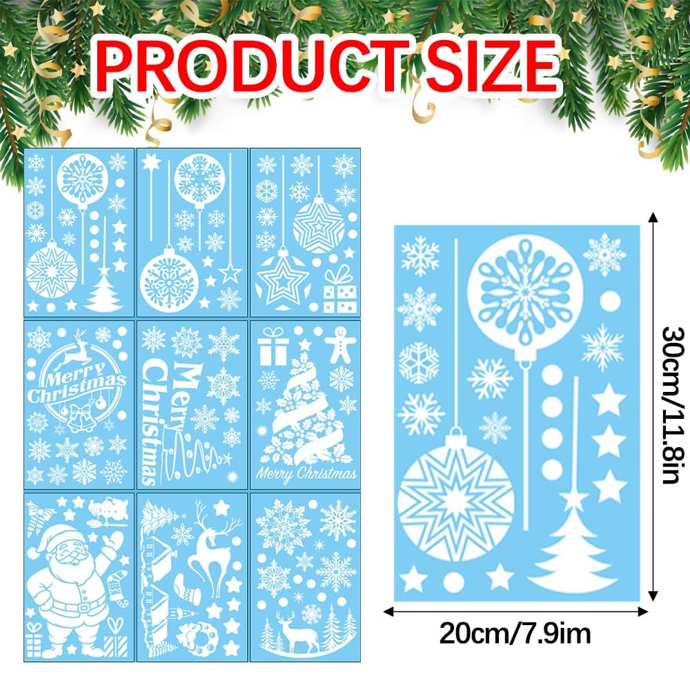 Autocolante Fereastră Crăciun Reutilizabile 9buc PVC Decorațiuni – Multicolor