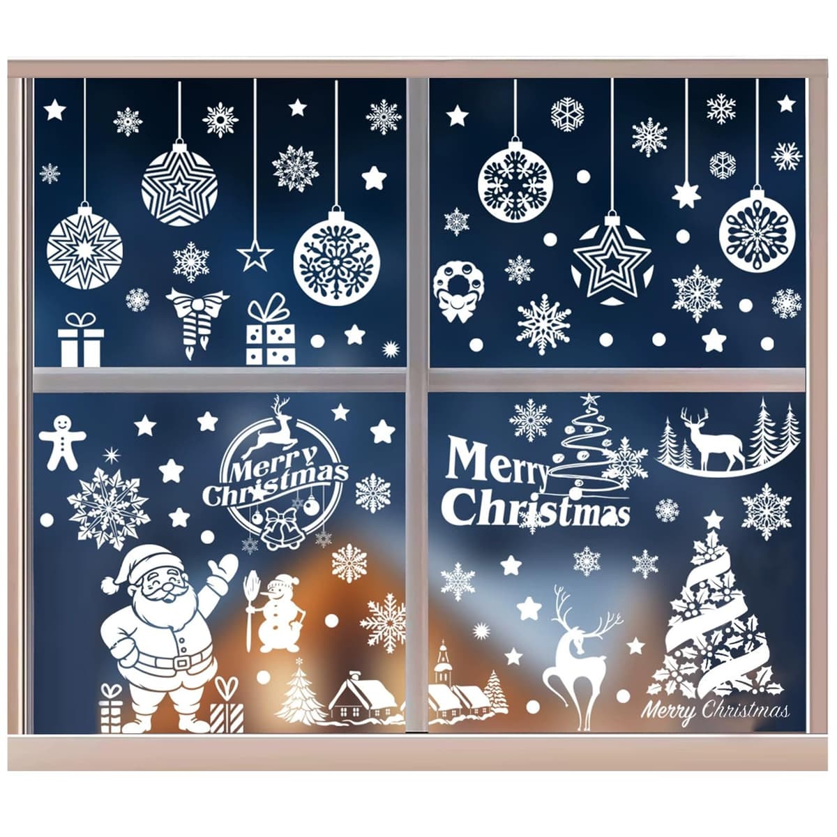 Autocolante Fereastră Crăciun Reutilizabile 9buc PVC Decorațiuni – Multicolor