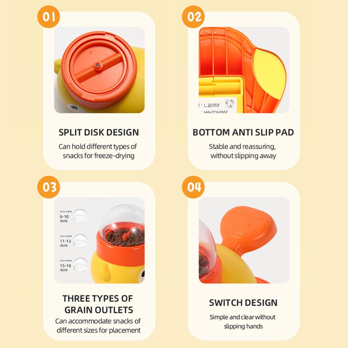 Dispenser hrană interactiv formă rață, jucărie inteligență câini 2în1