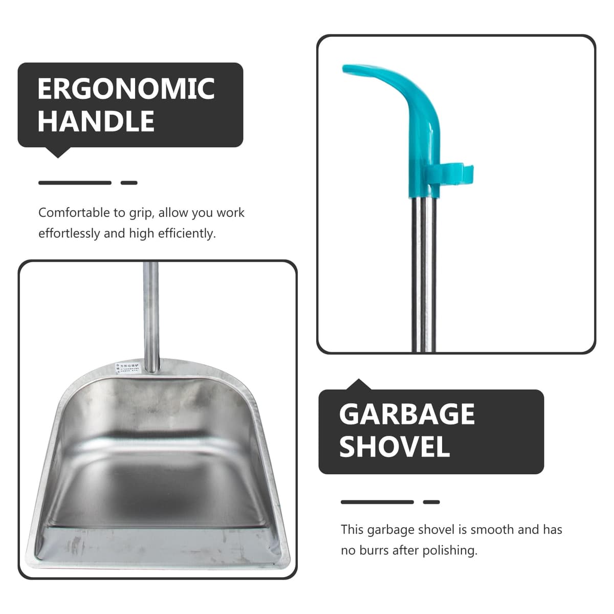 Făraș oțel inoxidabil mâner lung curățenie casă – Argintiu