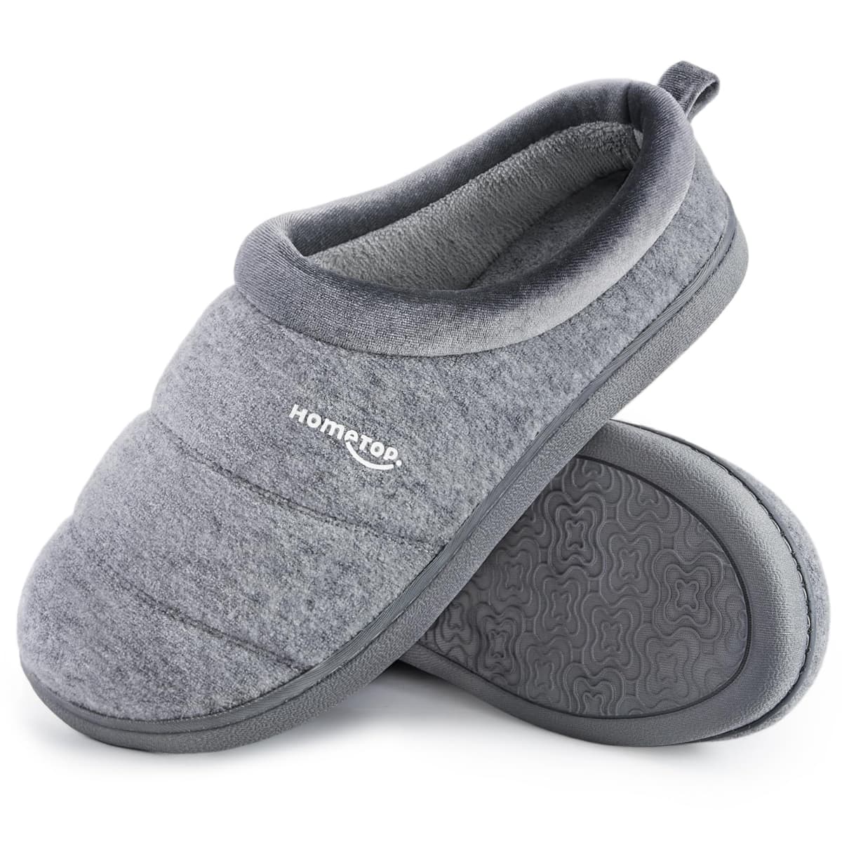 Papuci HomeTop femei confortabili cu căptușeală moale, talpă lână, spumă memory gri deschis 38-39 EU