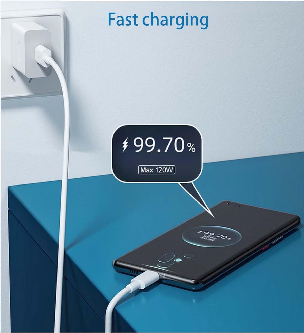 Set 2 cabluri 120W Turbo compatibile Xiaomi Redmi Note 14 13 12 11 8 9 Pro (1.5m, alb)