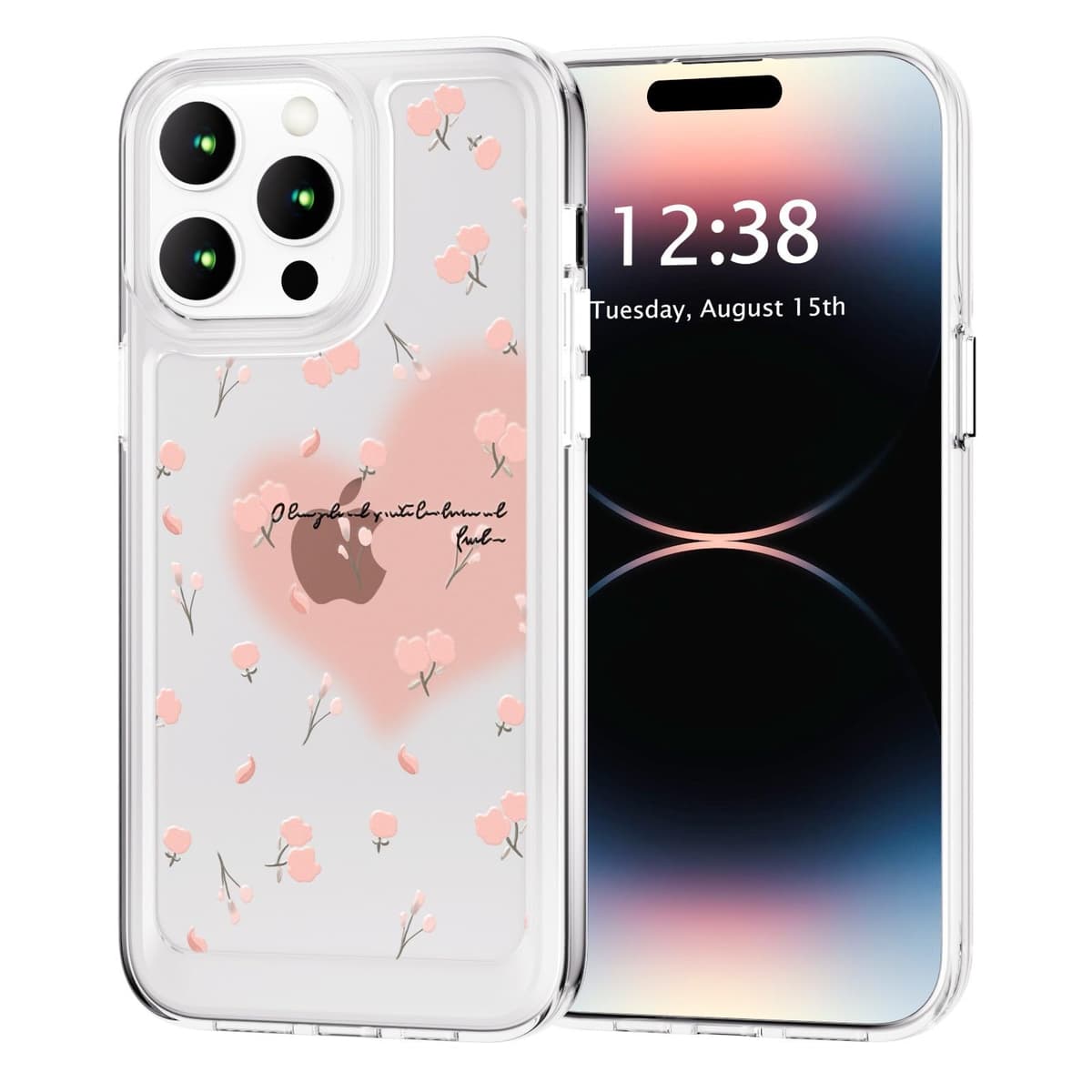 SharkProten iPhone 12/12 Pro Husă - Subțire Antișoc Anti-zgâriere TPU PC - Model Floral Transparent pentru Fete Femei