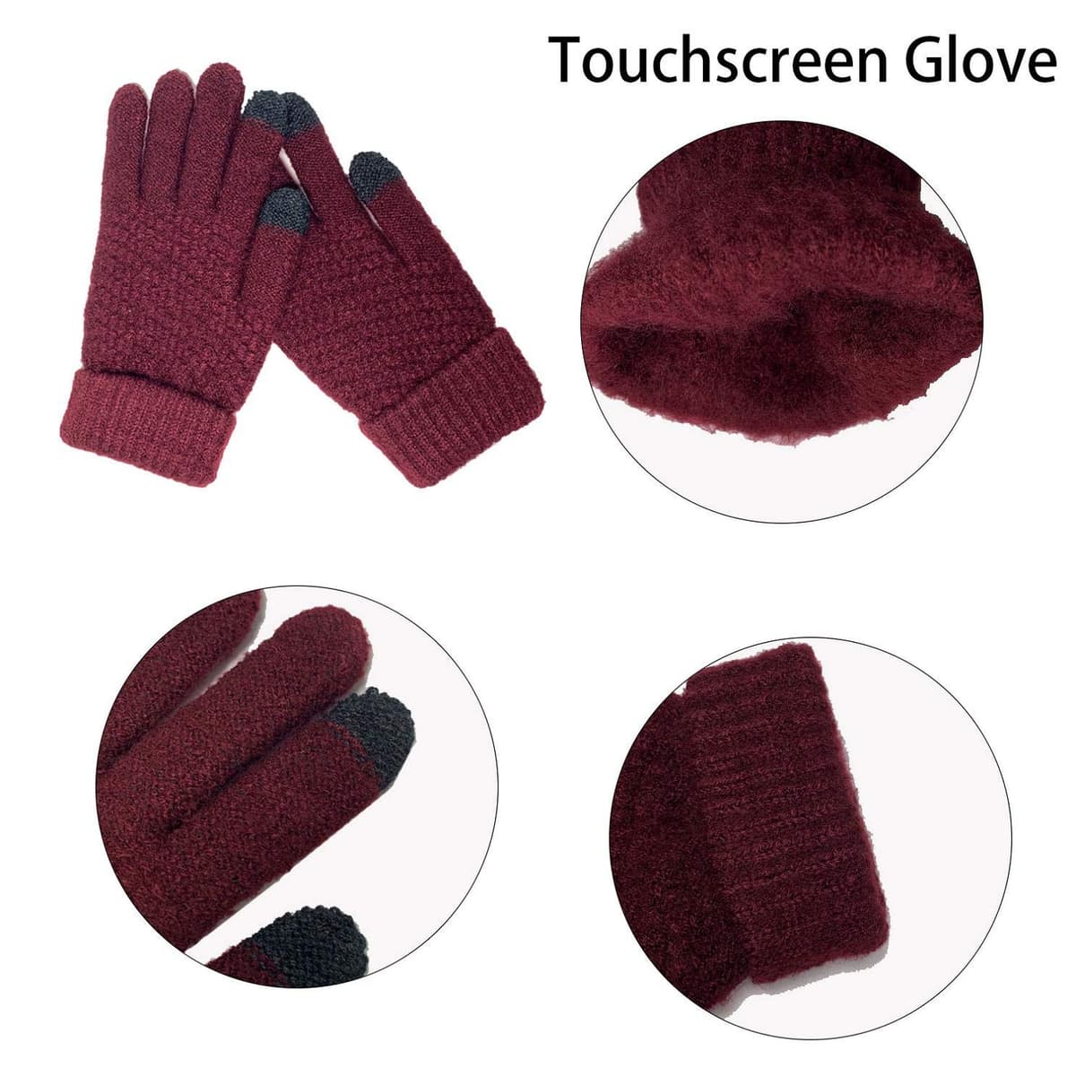 Set fular tricotat căciulă mănuși touchscreen pentru femei – bej mărime unică