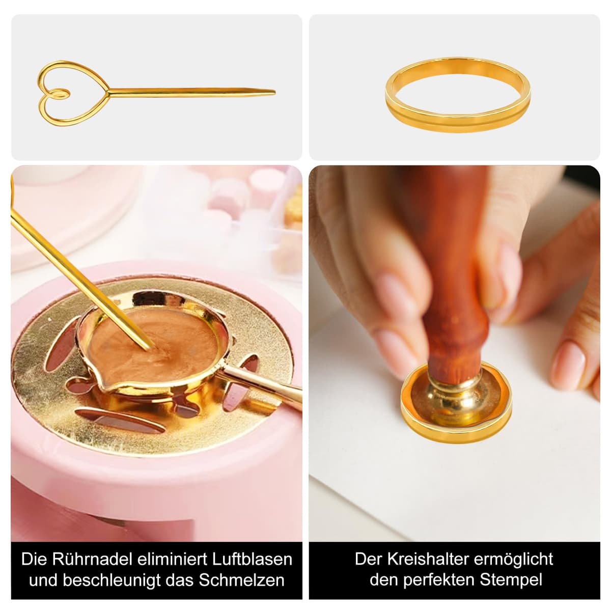 Perle ceară sigiliu aurii 200 piese kit sigiliu octogonal cu lumânări și lingură - auriu