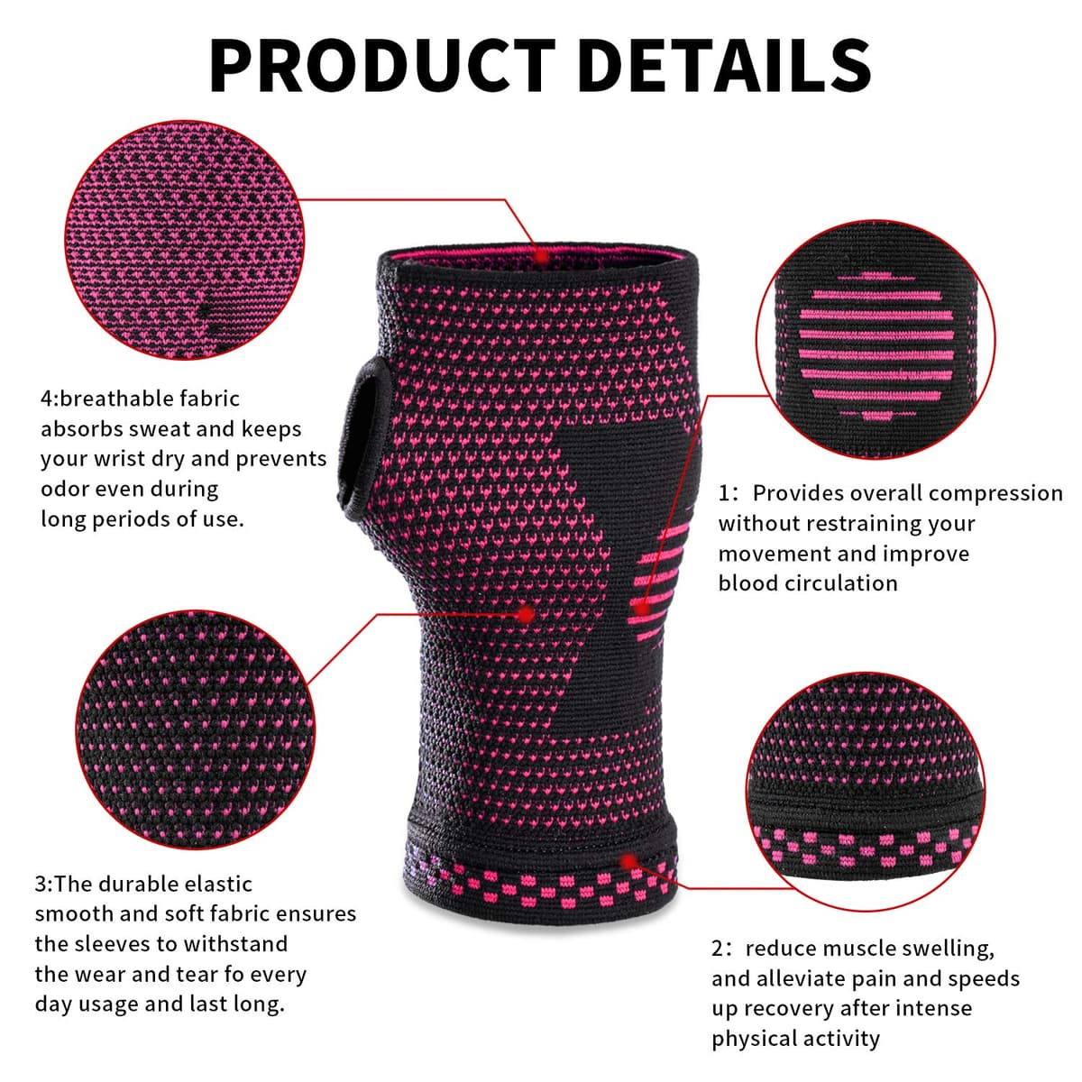 Bretea încheietura mâinii suport compresiv 2 bucăți pentru artrită – roz mic