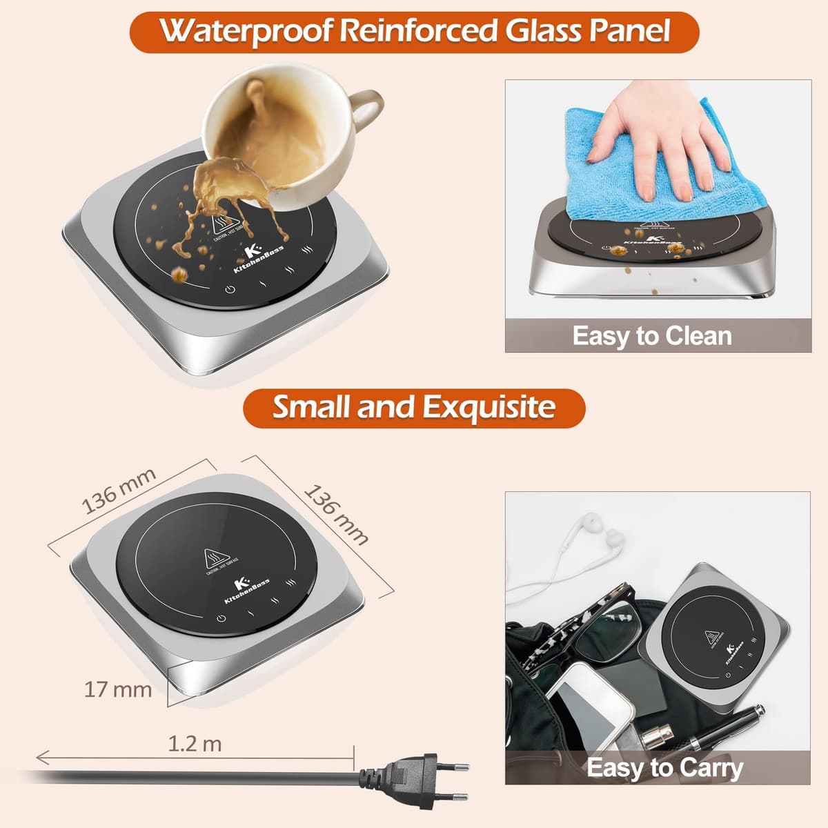 Încălzitor electric pentru căni cafea și lumânări – Argintiu