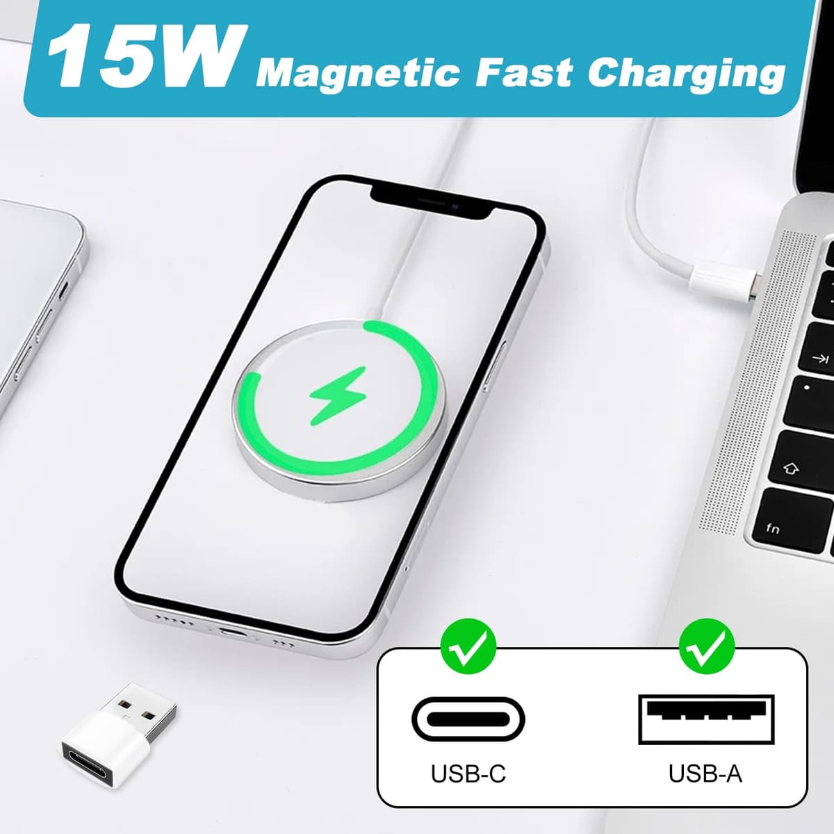 Încărcător Wireless MagSafe pentru iPhone & AirPods – 2M Stație Încărcare Rapidă