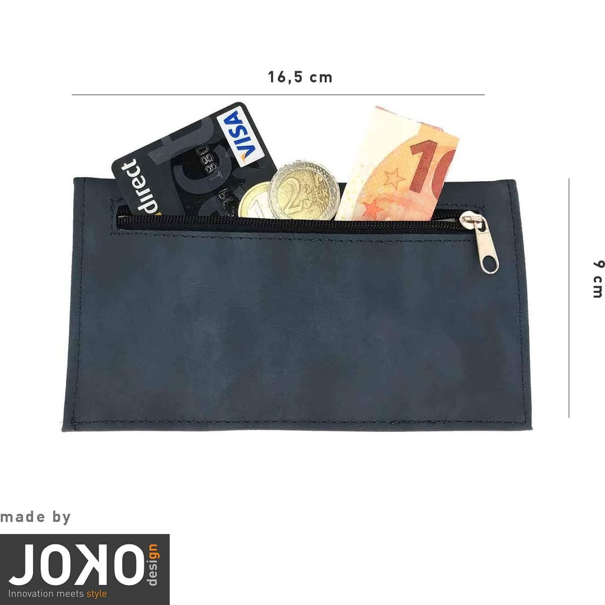 Pungă tutun piele cu compartimente pentru filtre, foi, brichetă - albastru