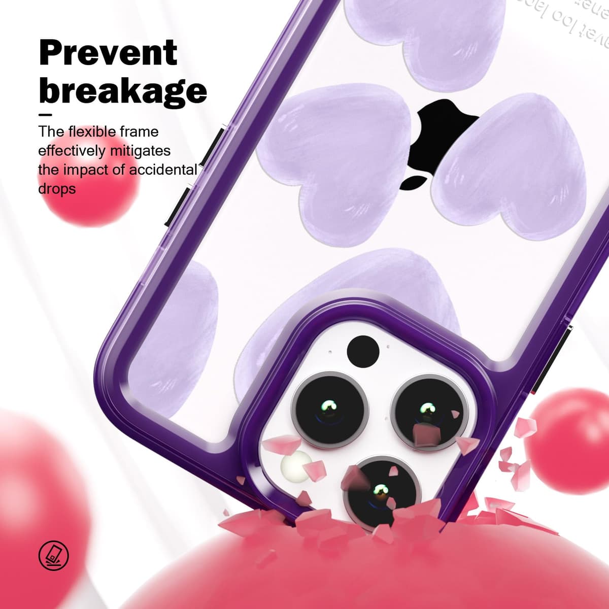 SharkProten Husă pentru iPhone 15 Pro Max TPU PC Subțire Antișoc Anti-zgâriere Protectivă Transparentă Model Floral pentru Fete Femei Violet