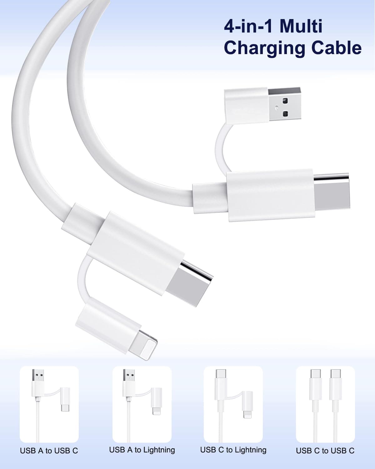 Cablu multi-încărcare CHLANT 4în1 60W rapid USB-C la USB-C adaptor Lightning universal