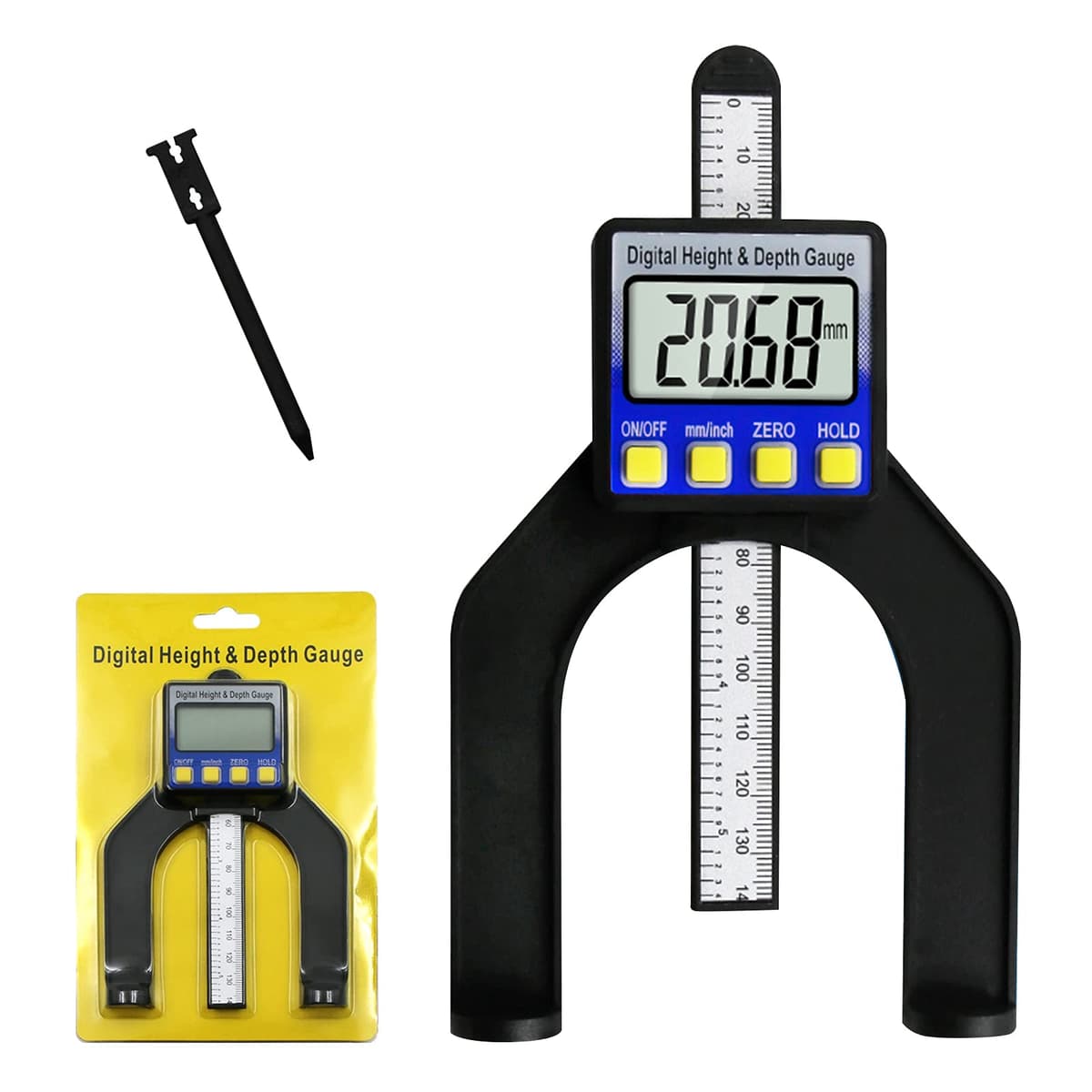 Calibru digital de adâncime RUIZHI cu display LCD pentru prelucrarea lemnului – negru