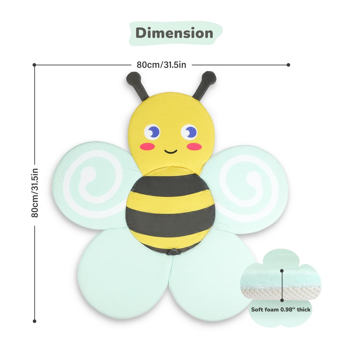 Pernuță antiderapantă moale floare pentru baie bebeluși în chiuvetă – model albină 0-6 luni