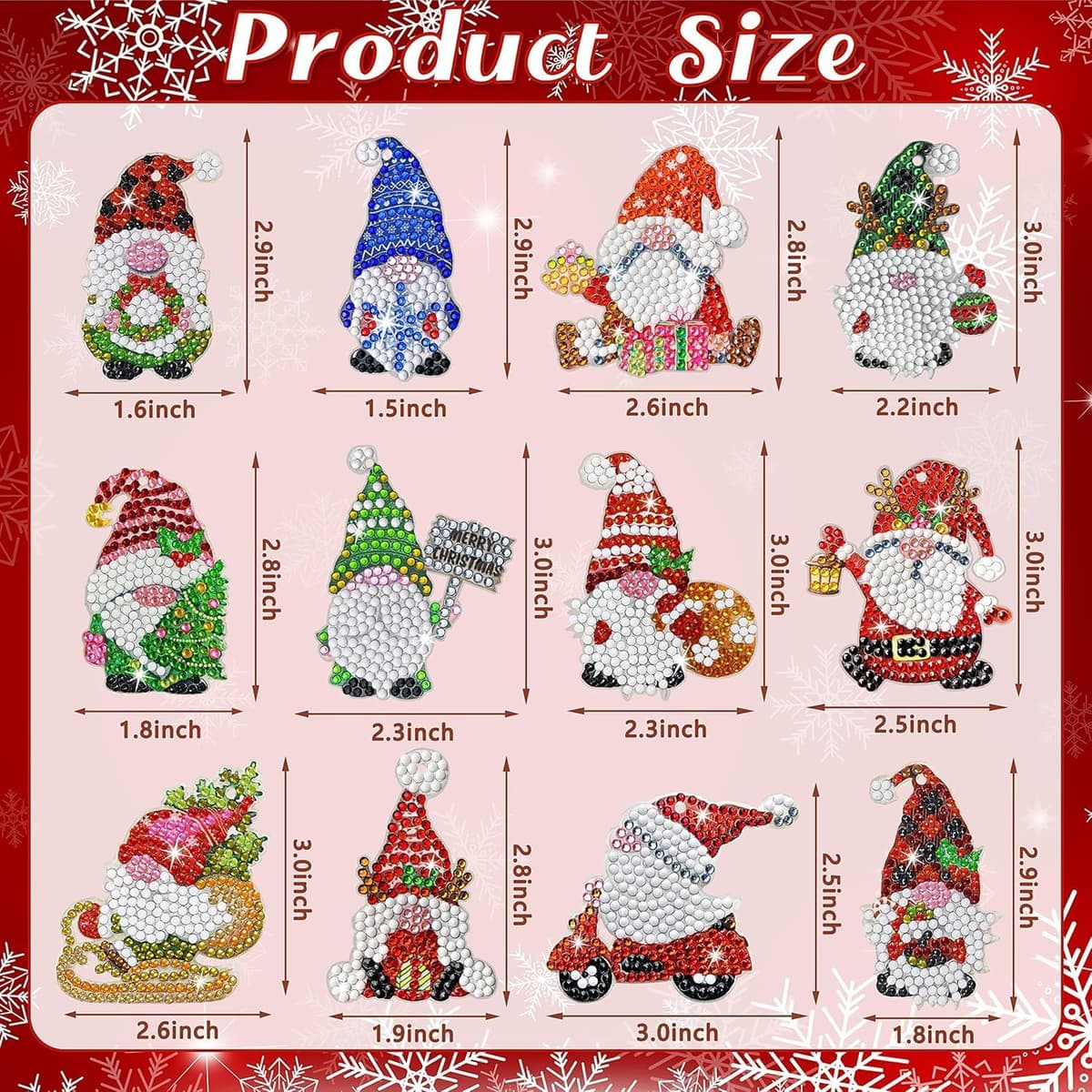 Shengruili Set 12 Ornamente Crăciun – Pictură Diamante 5D