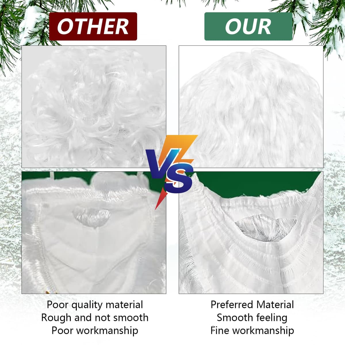 Accesorii costum Moș Crăciun barbă perucă căciulă – Adult