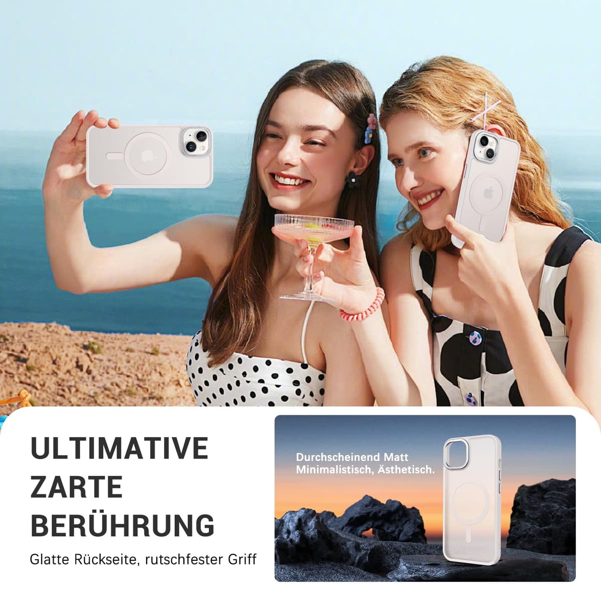 iPhone 14 Husă Translucidă Mat Magnetică Rezistentă Șocuri Anti-Amprente – Gri Deschis