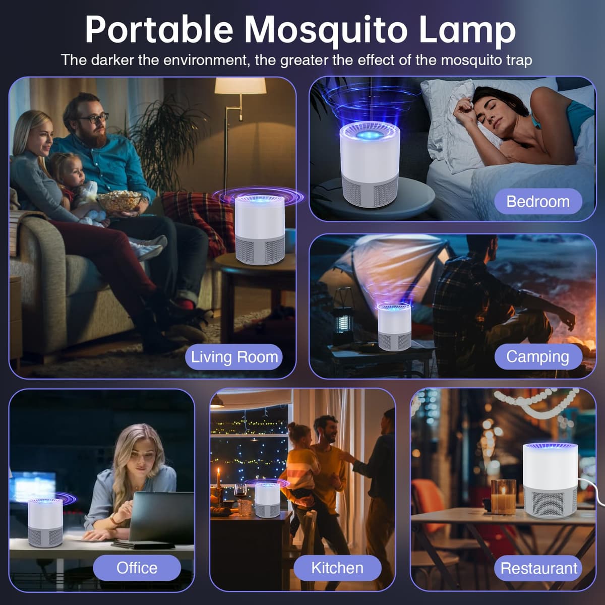 Aparat Electric Anti-insecte, Lampă UV Anti-țânțari Capcană Muște Interior Capcană Țânțari Repelent USB Portabil pentru Dormitor Birou