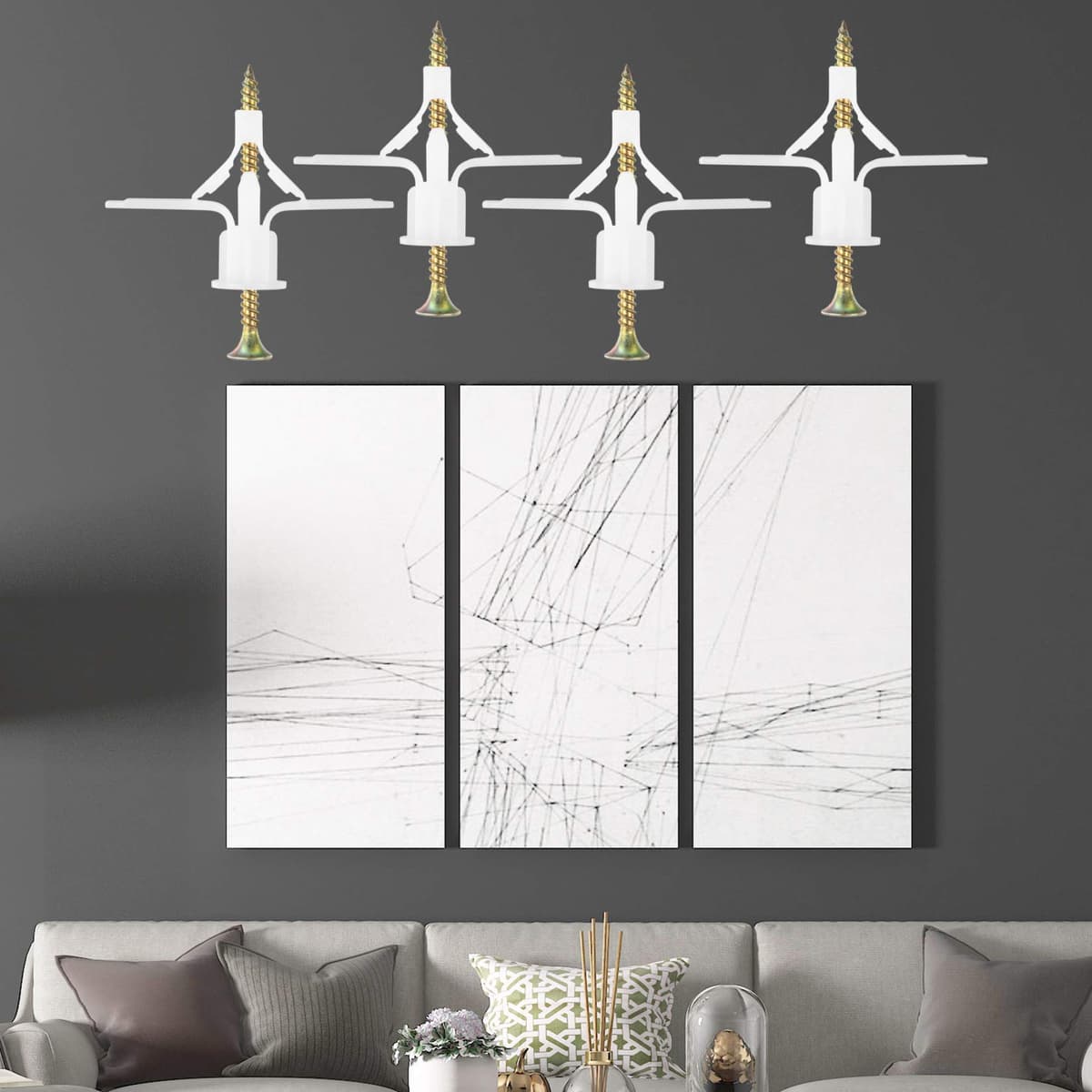 100buc set dibluri gips-carton (50 dibluri, 50 șuruburi), dibluri cu șuruburi expansiune pentru gips-carton beton cărămizi