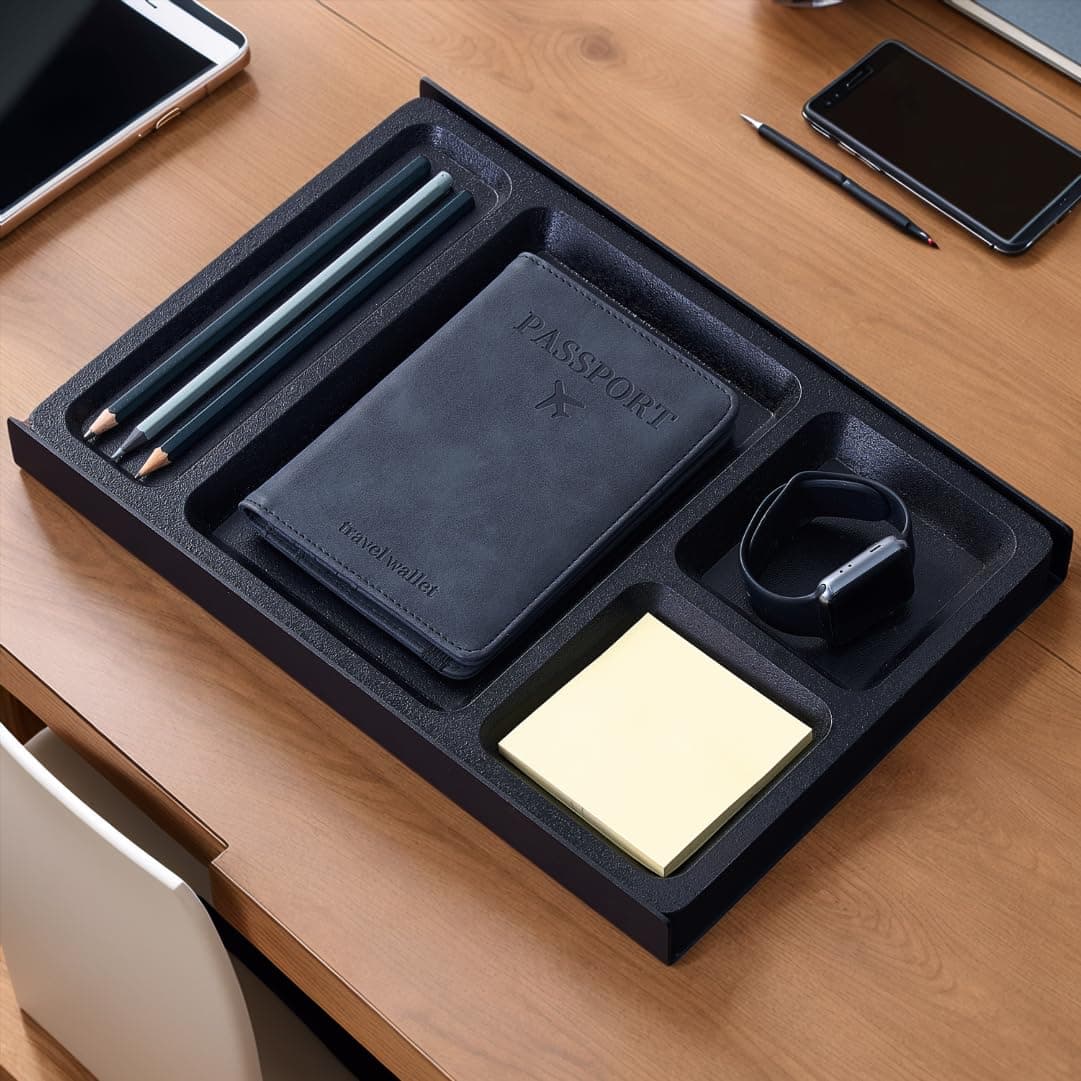 Organizator birou și sertar pentru machiaj, bijuterii și accesorii – Design aluminiu-plută