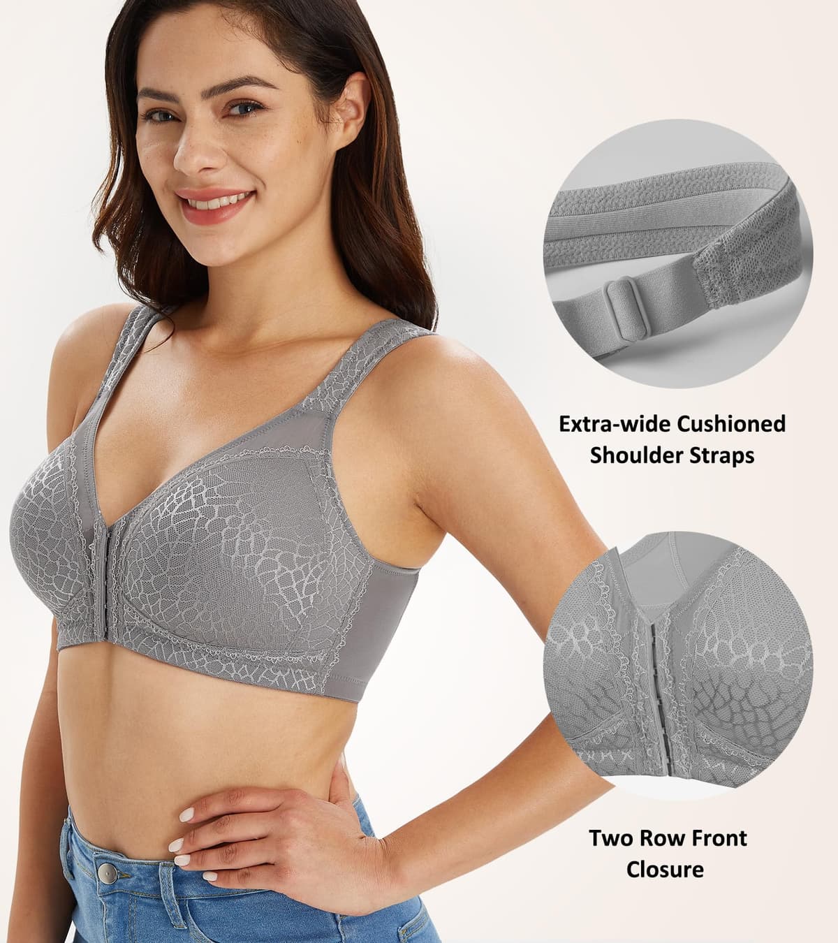 Sutien wireless minimizator confortabil pentru sânii mari – Gri 85D