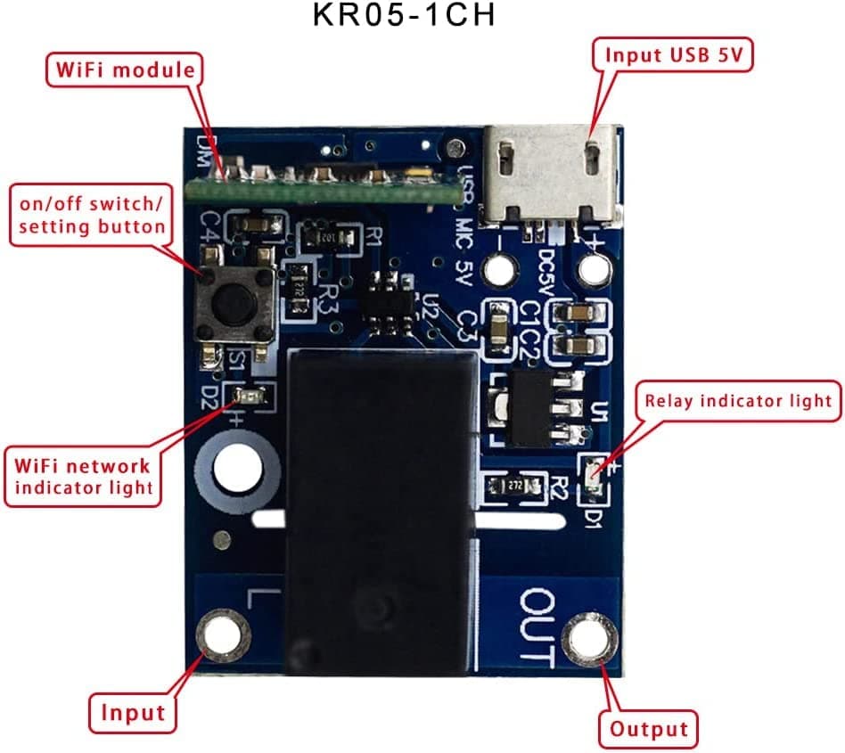 Modul comutator releu WiFi wireless USB DC 5V momentan/auto-blocare – negru