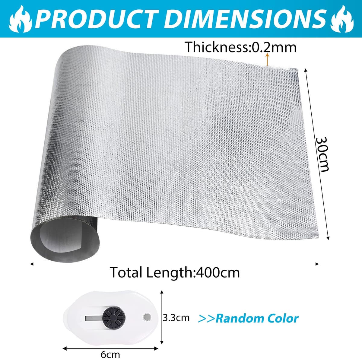 Covoraș Protecție Căldură Autoadeziv Folie Aluminiu Fibră Sticlă 0.2mm - 30 x 400cm