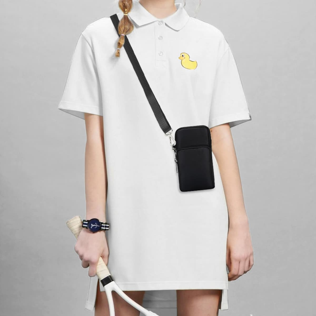 DOB SECHS geantă mică telefon pentru femei cu portofel, geantă braț nylon jogging multifuncțională 7 inch