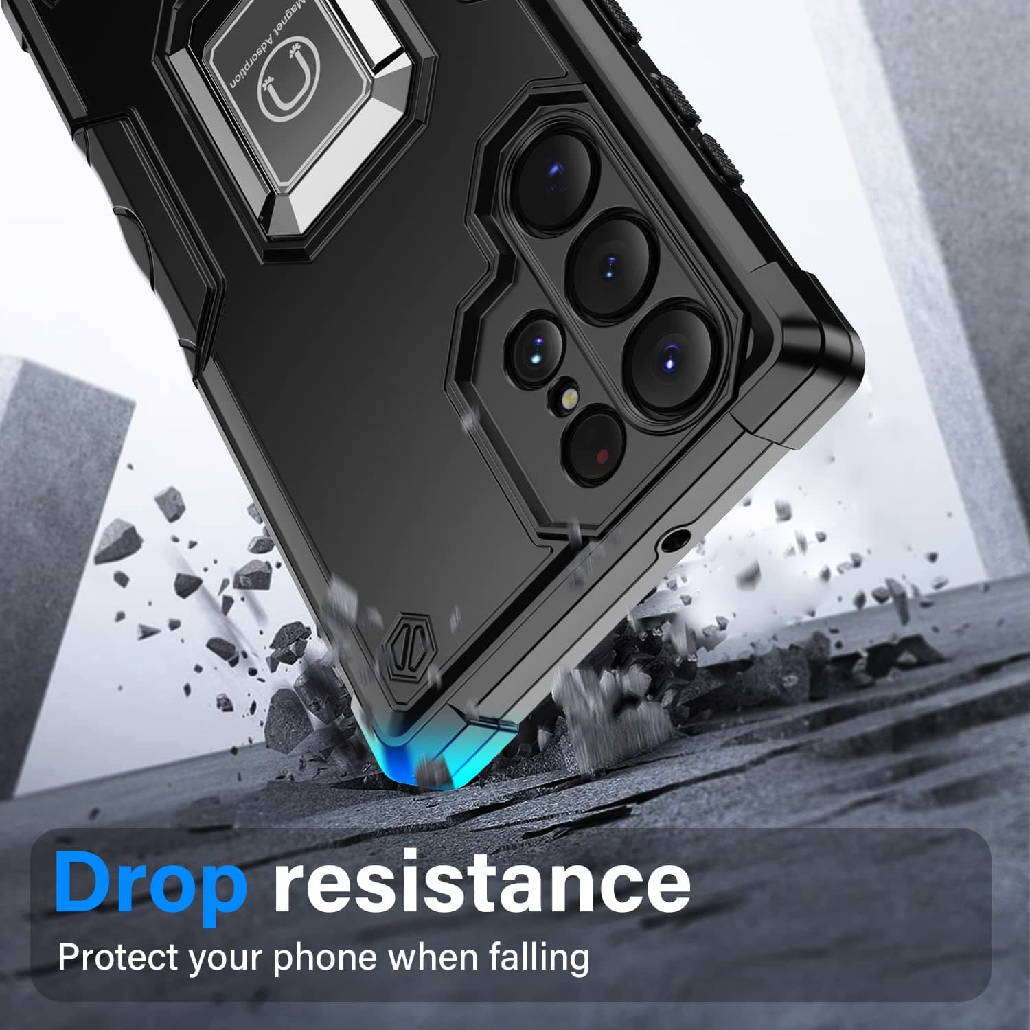 Husă Whyzshiyi Samsung S21 Ultra 5G neagră cameră glisantă militar anti-șoc