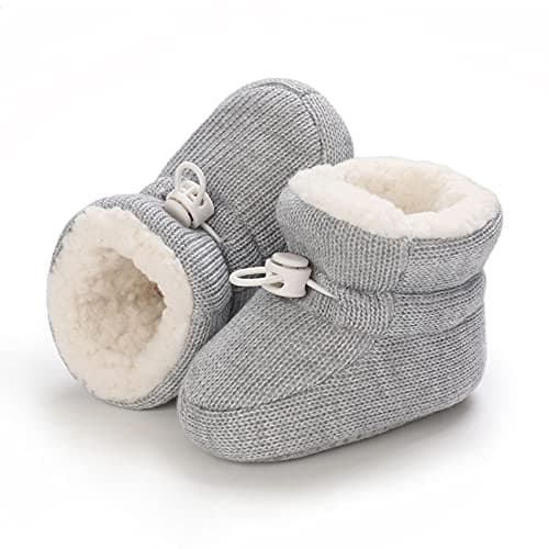 Tolaler Botoșei fleece unisex bebeluși căptușeală groasă talpă antiderapantă – 6-12 luni