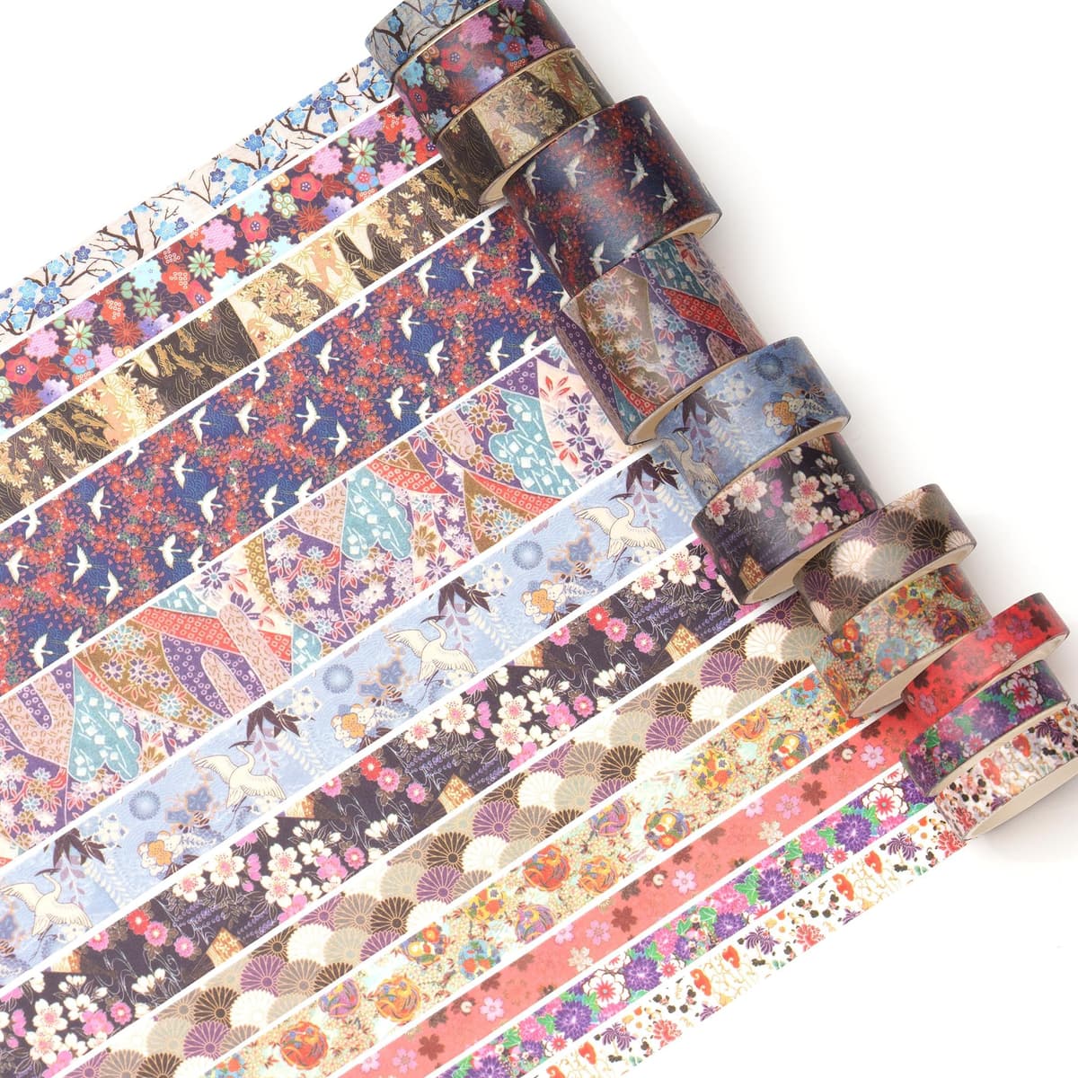 Set bandă Washi 12 role bandă adezivă decorativă colorată - Sakura mov