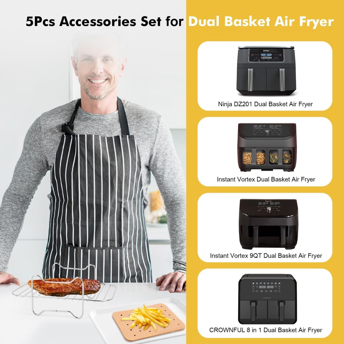 Raft grătar suprapozabil friteuză aer dual zone – 8L-10L