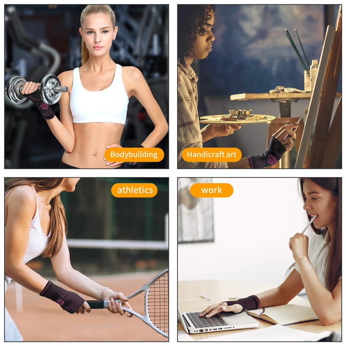 Bretea încheietura mâinii suport compresiv 2 bucăți pentru artrită – roz mic