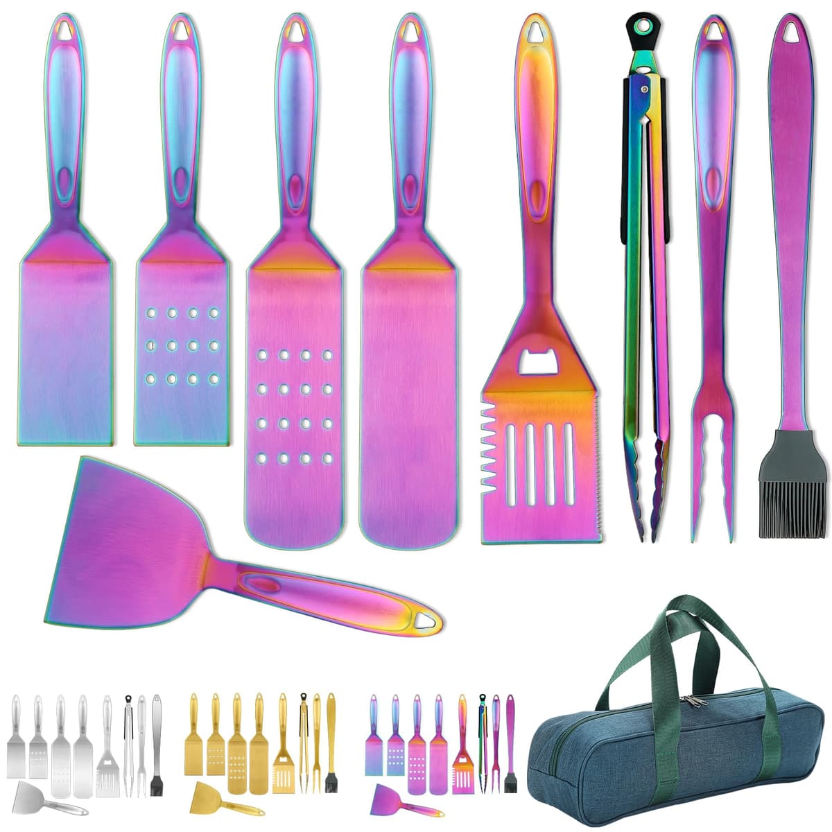 Kyraton kit accesorii grătar curcubeu – Oțel inoxidabil acoperire titan