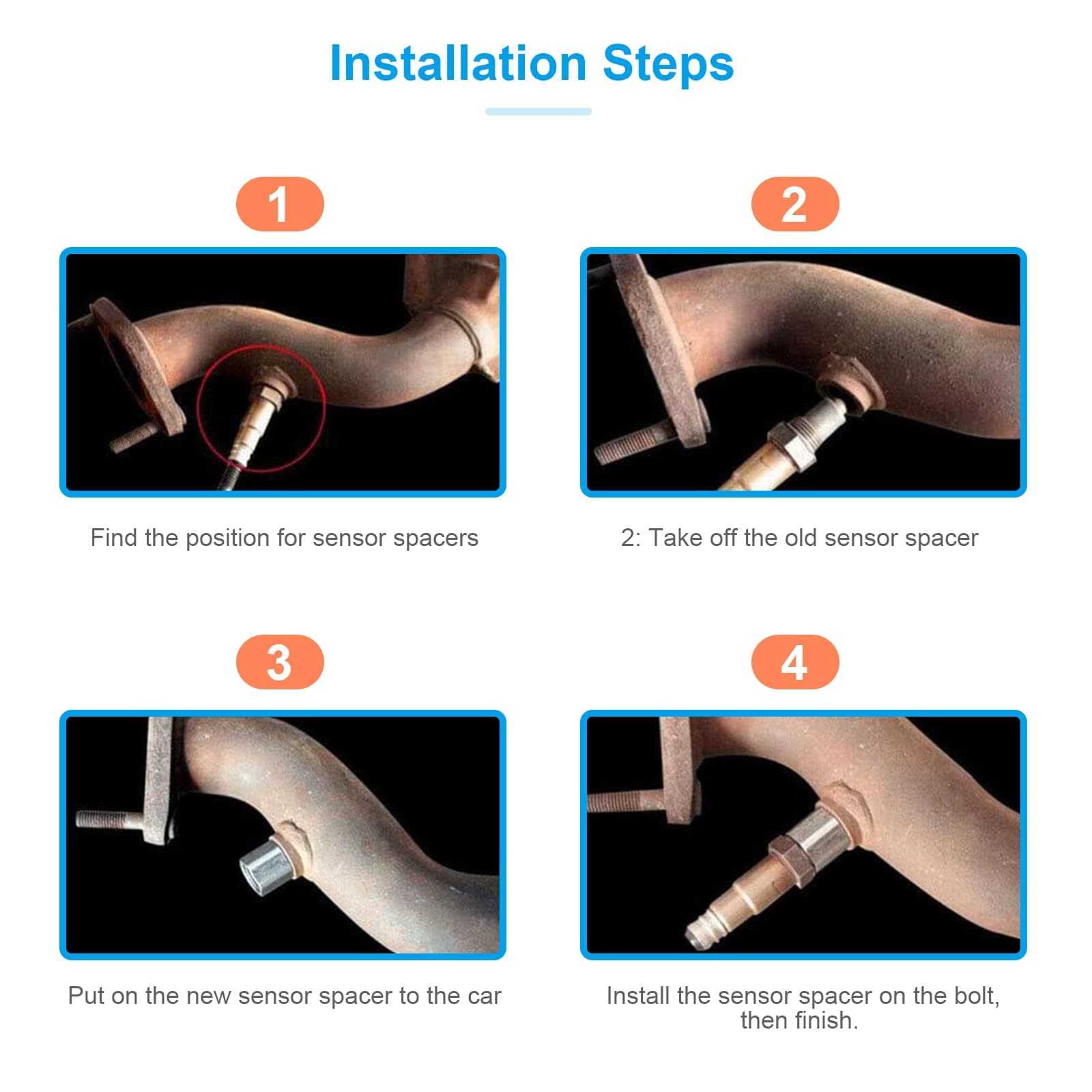 Adaptoare protecție senzor oxigen RUIZHI M18x1.5mm, 2 bucăți, prelungitor universal izolator pentru auto