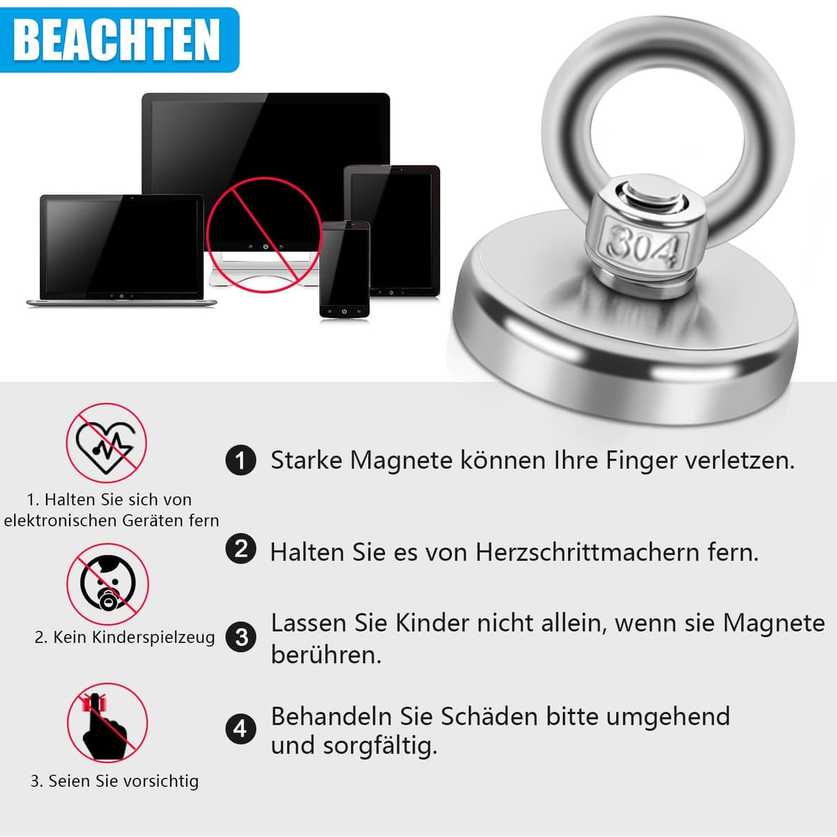 Magneți neodim puternici D32mm pentru pescuit magnetic cu gaură și șuruburi - 2 buc