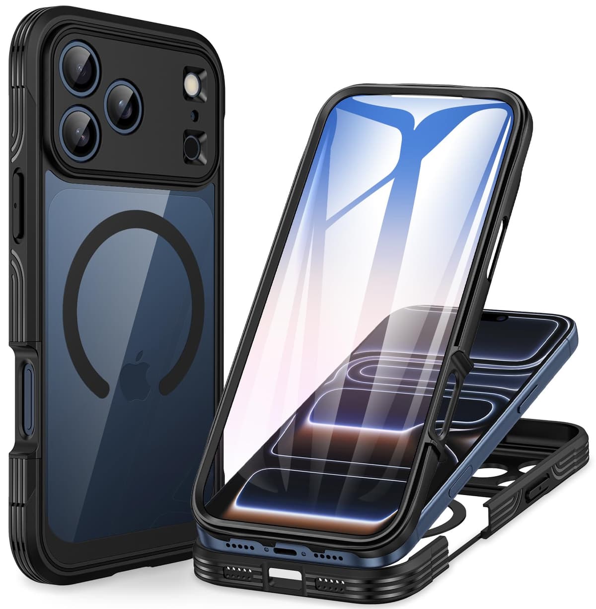 CENHUFO Husă iPhone 17 Pro cu MagSafe & Protecție Sticlă 9H – Negru