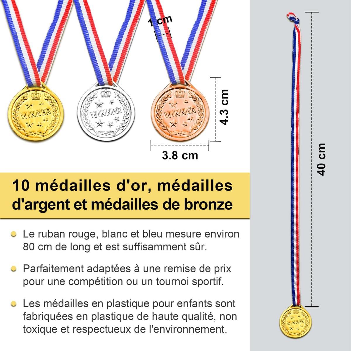 Brelet 30 medalii pentru copii, fotbal, aniversare, schi, muncă, sport, recompensă mini jocuri, diametru 3.8cm