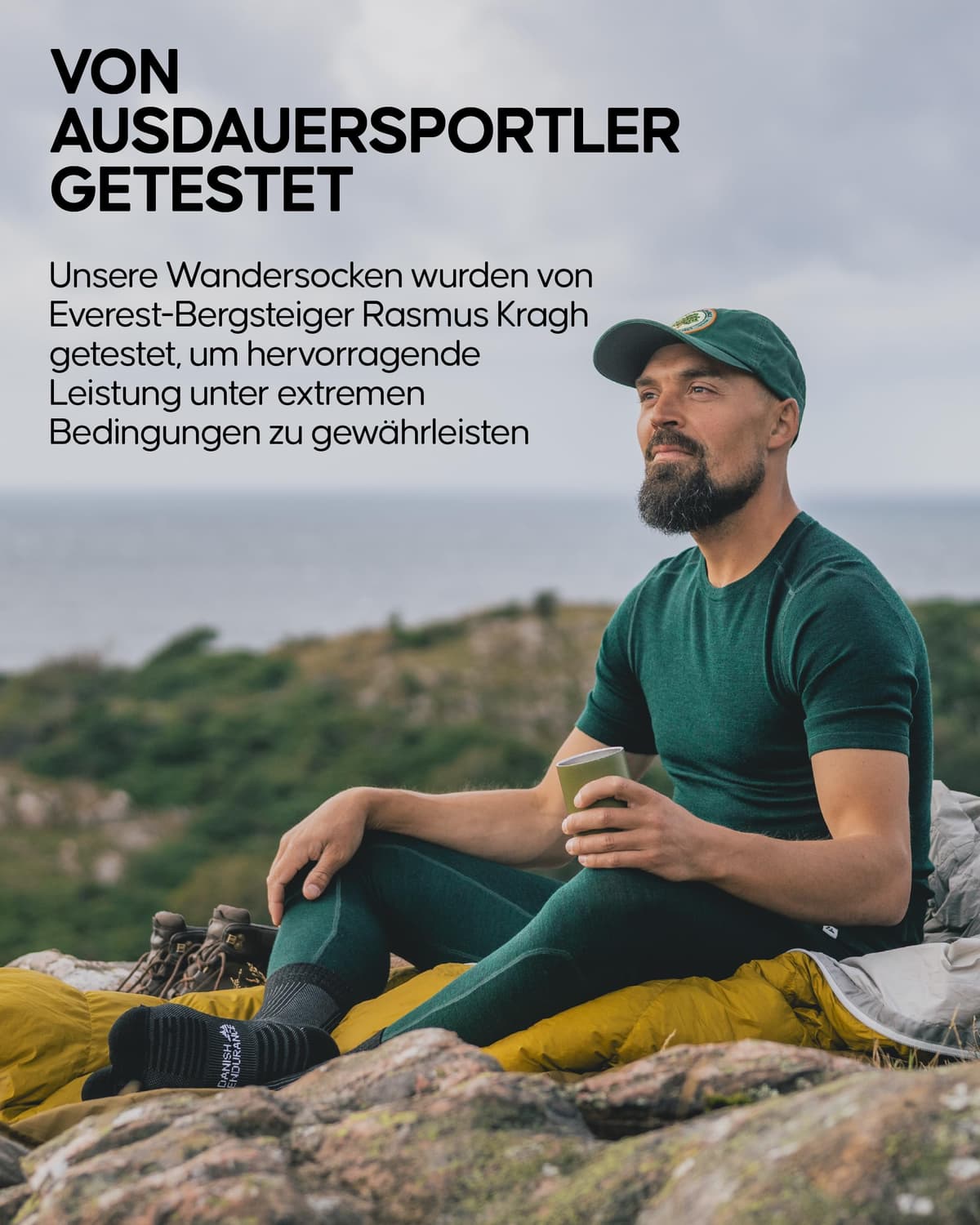 DANISH ENDURANCE șosete hiking lână merino ușoare, călduroase outdoor - negru 35-38