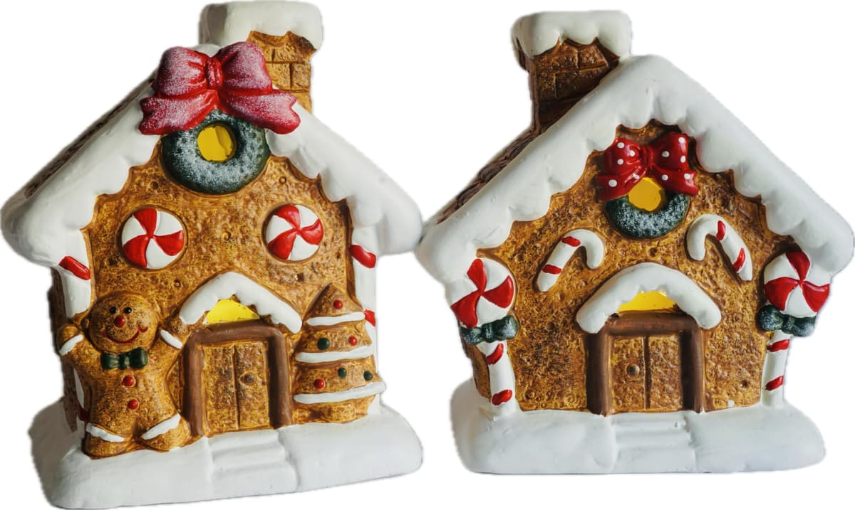 khevga Decorațiune Casa Turtă Dulce Crăciun cu LED Timer – Teracotă