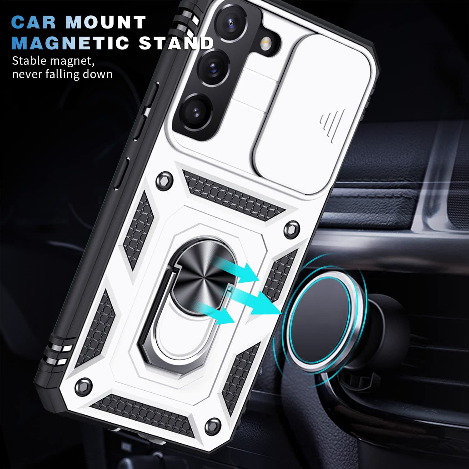 Husă Whyzshiyi Samsung S21 5G albastră stand rotativ militar anti-șoc