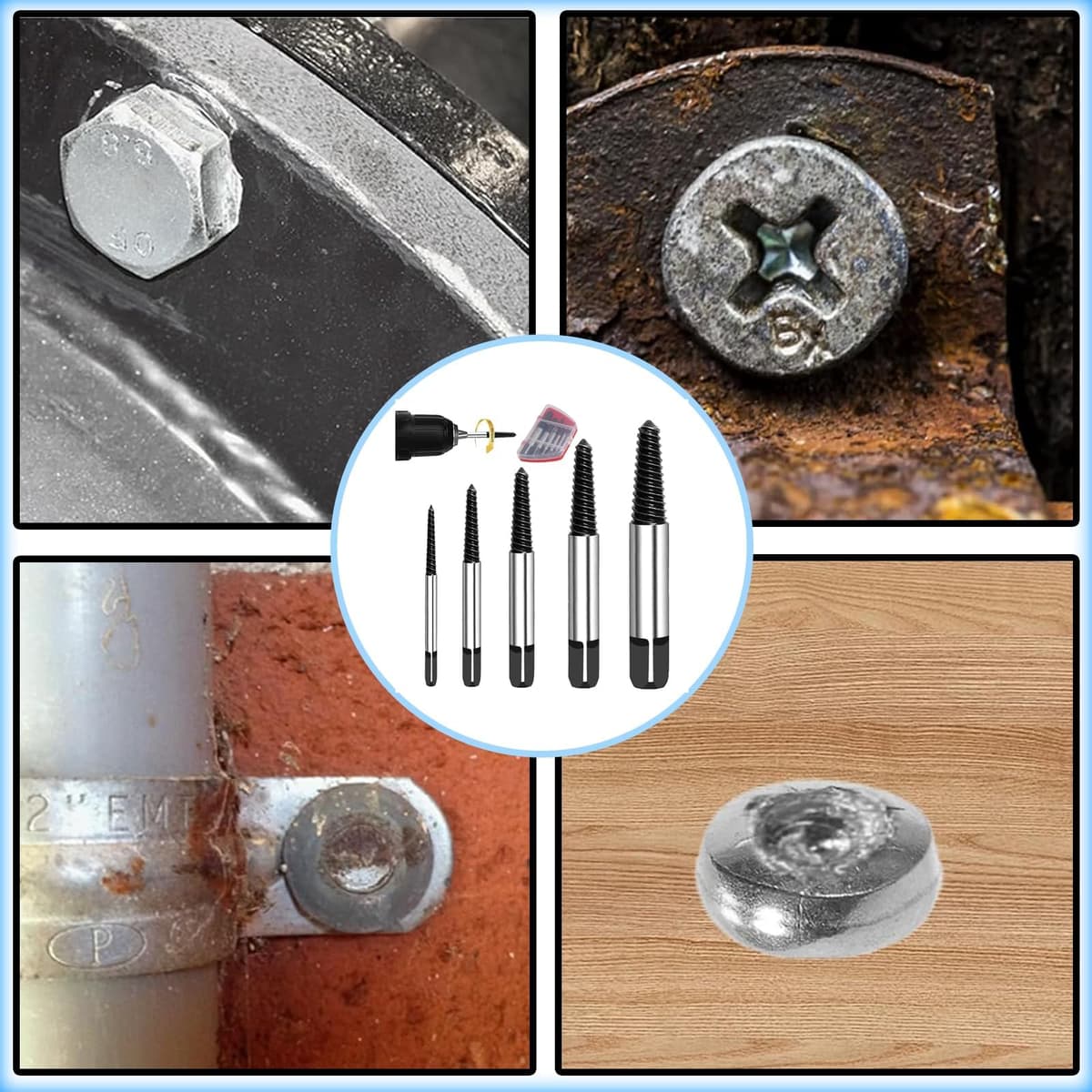 Aiyraa Set 5 extractoare șuruburi HSS 4241 (M3-M18) stânga pentru șuruburi defecte