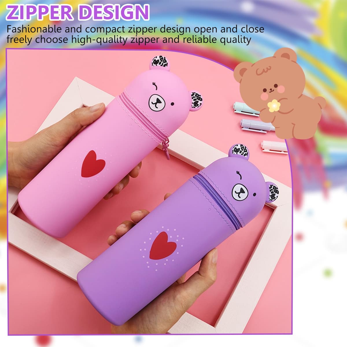 Futuhada Penar silicon moale – 2-în-1 stil urs pentru studenți (verde)