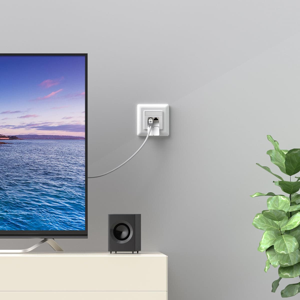 FGB CAT6a priză rețea universală, 2 porturi, RJ45, ecranată, perete/încastrată, 10 Gigabit Ethernet - alb